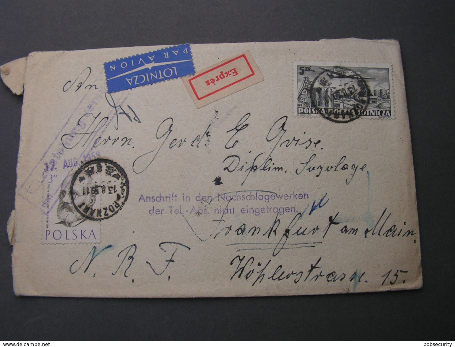 Polen Expres Cv. 1959 Poznan , Anschrift Fehler - Briefe U. Dokumente