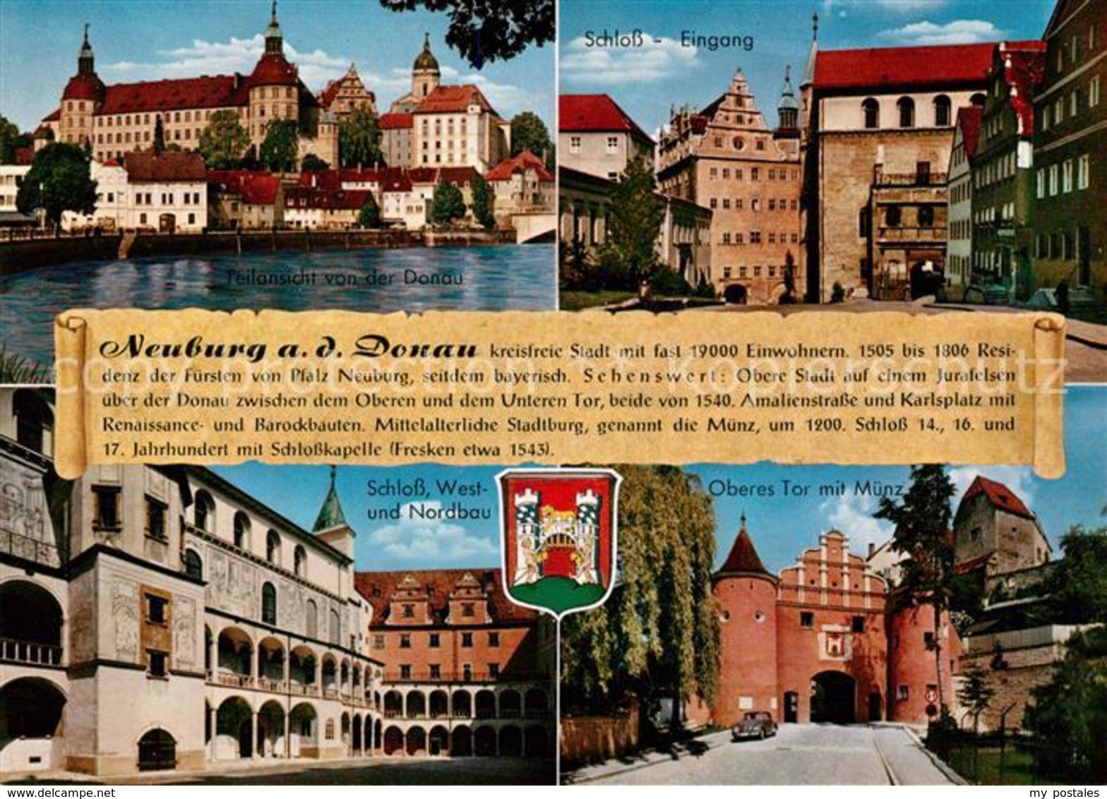 73177337 Neuburg_Donau Blick Ueber Die Donau Zum Schloss Oberes Tor Mit Muenz Ch - Neuburg