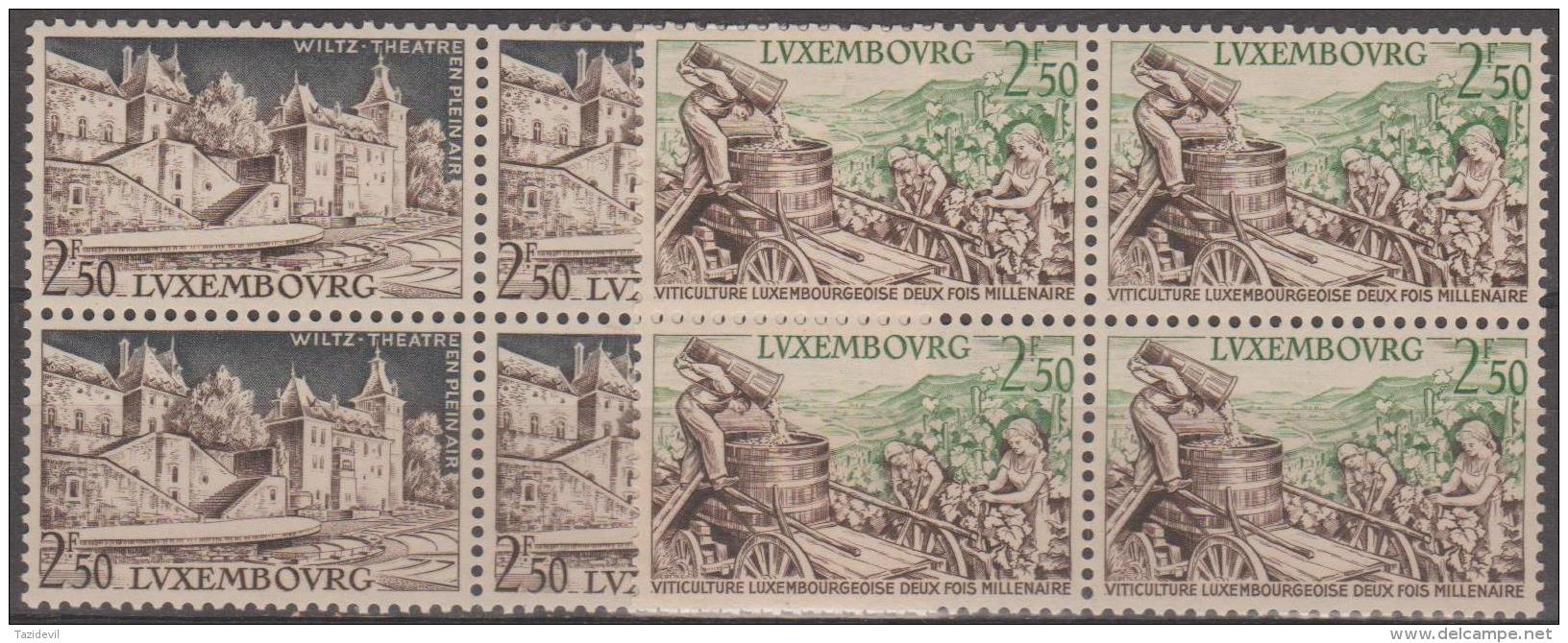 LUXEMBOURG - 1958 Wine And Grape Growing Blocks Of Four. Scott 344-345. MNH ** - Ungebraucht