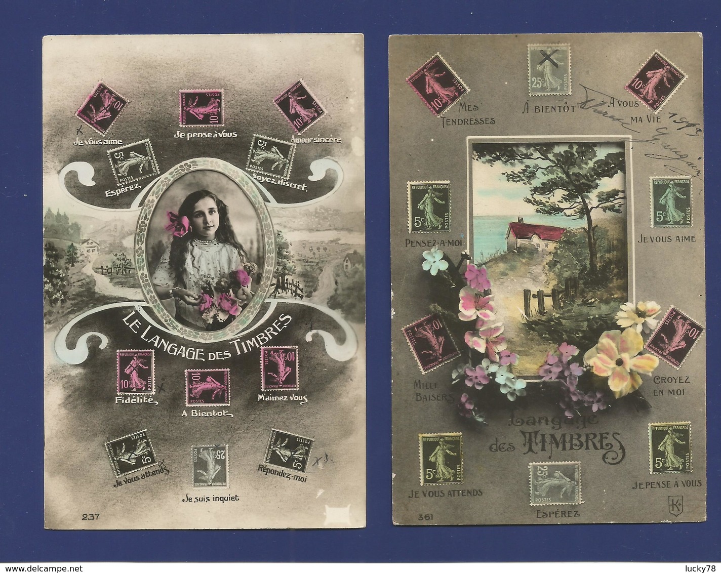 Lot De 2 CPA / Le Langage Des Timbres. - Stamps (pictures)