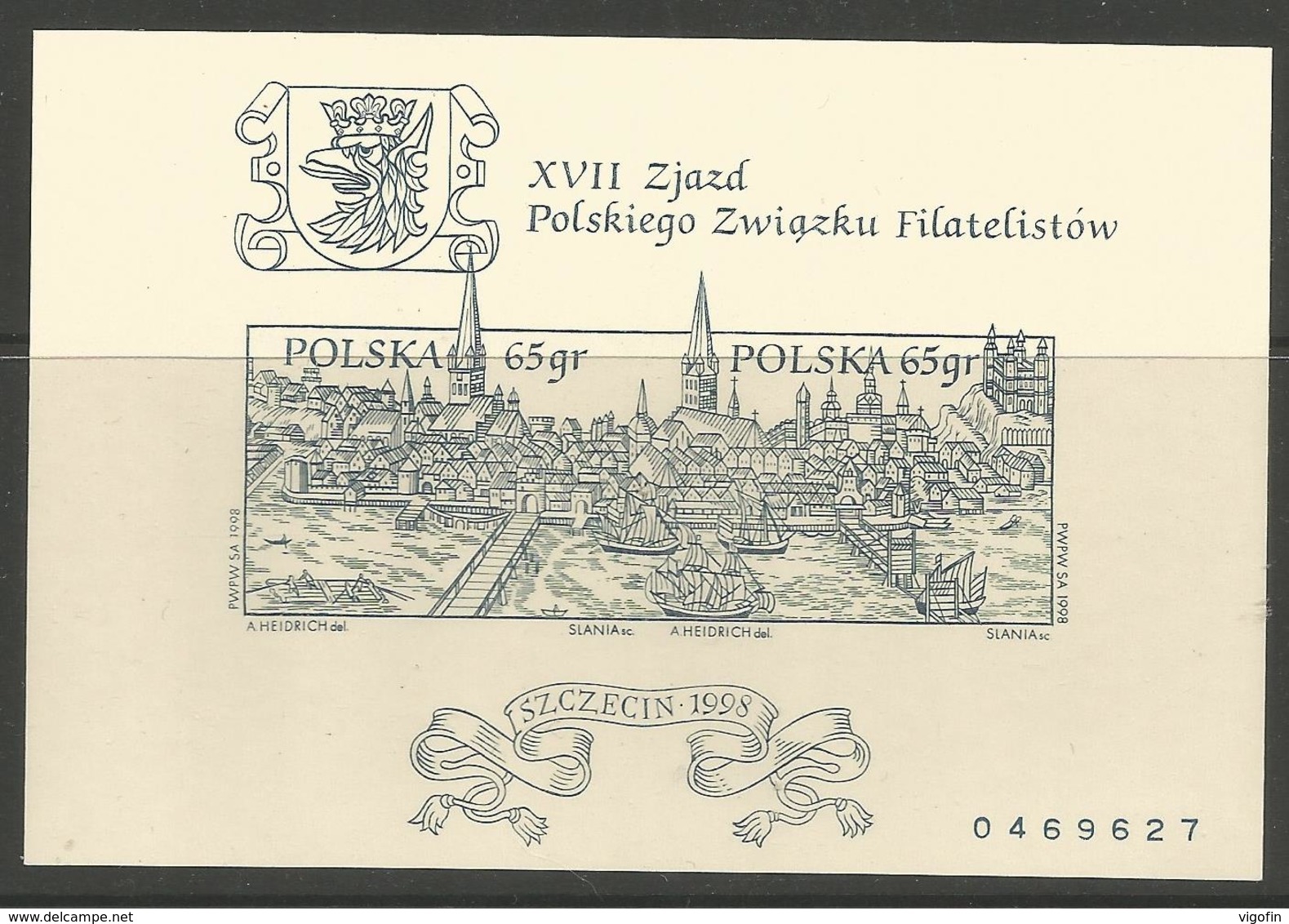 PL 1998, SLANIA, Congres Of Polish Philately, POLAND,MiNr Block 133 B ** MNH; - Briefmarkenausstellungen