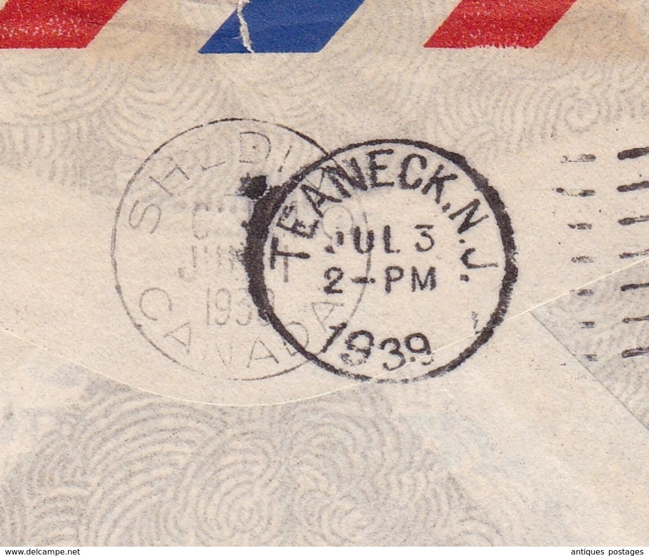 Lettre 1939 England First Air Mail Transatlantic Canada Teaneck New Jersey Moncton New Brunswick - Covers & Documents