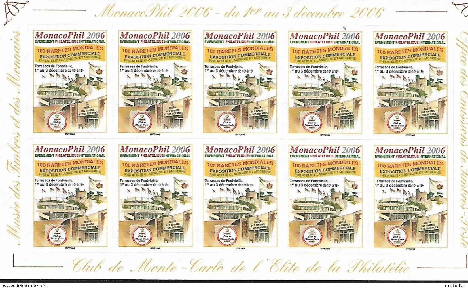 Monaco 2006 - Vignettes Adhésives "Monacophil 2006" (sans Valeur) - Autres & Non Classés