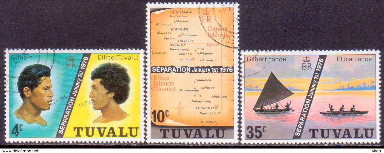 TUVALU 1976 SG #1-3 Compl.set Used Separation Of The Islands - Tuvalu