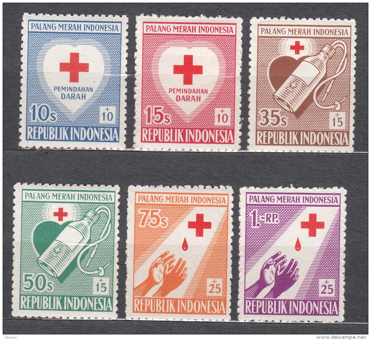 Indonesia 1956 Red Cross Mi#165-170 Mint Never Hinged - Indonésie