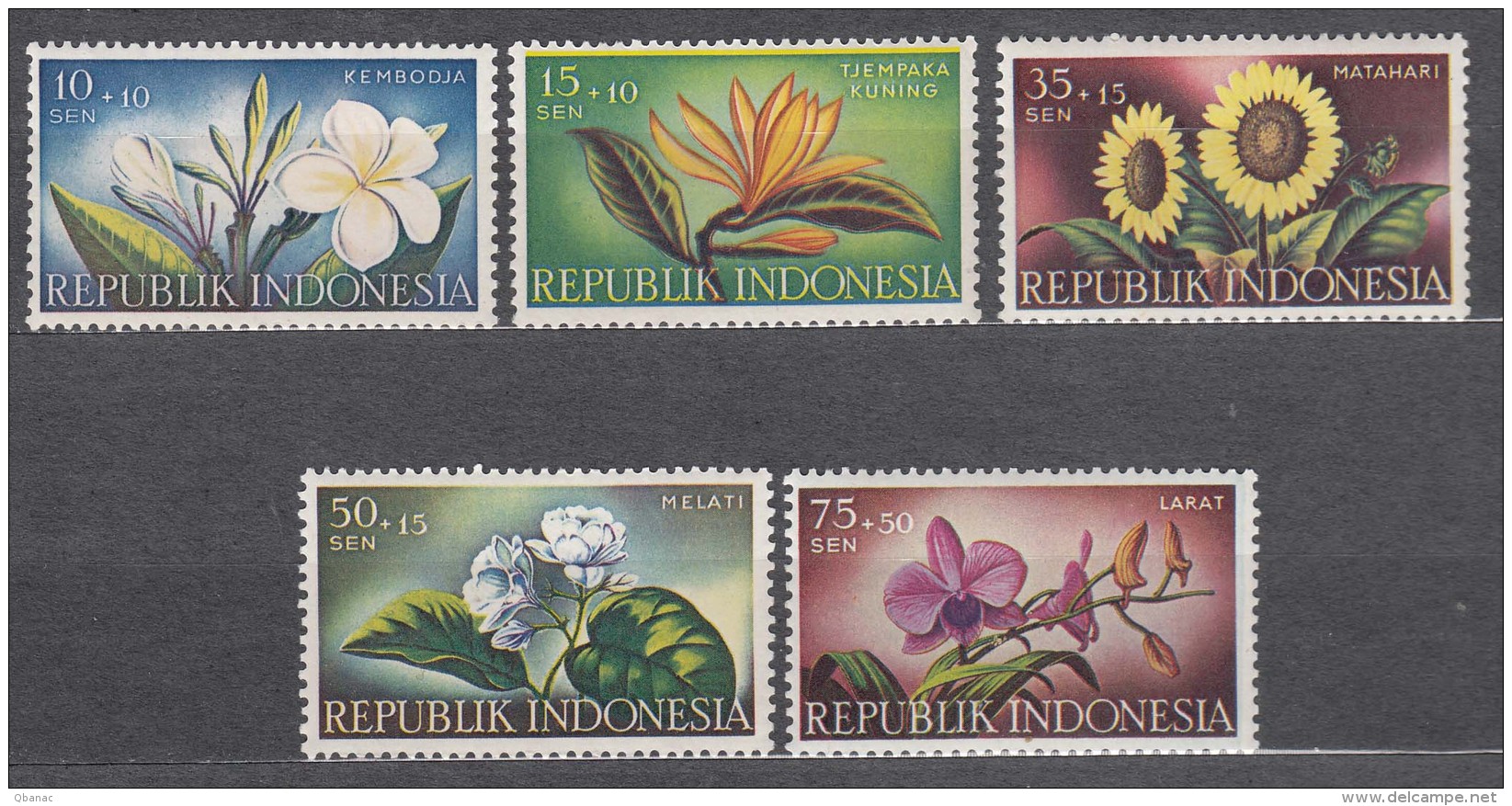 Indonesia 1957 Flowers Mi#205-209 Mint Never Hinged - Indonésie