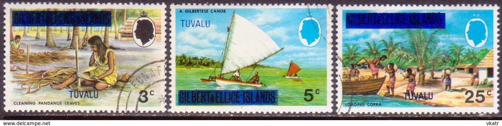 TUVALU 1976 SG #11-13 Part Set Used All With Wmk Mult. Block CA Sideways - Tuvalu