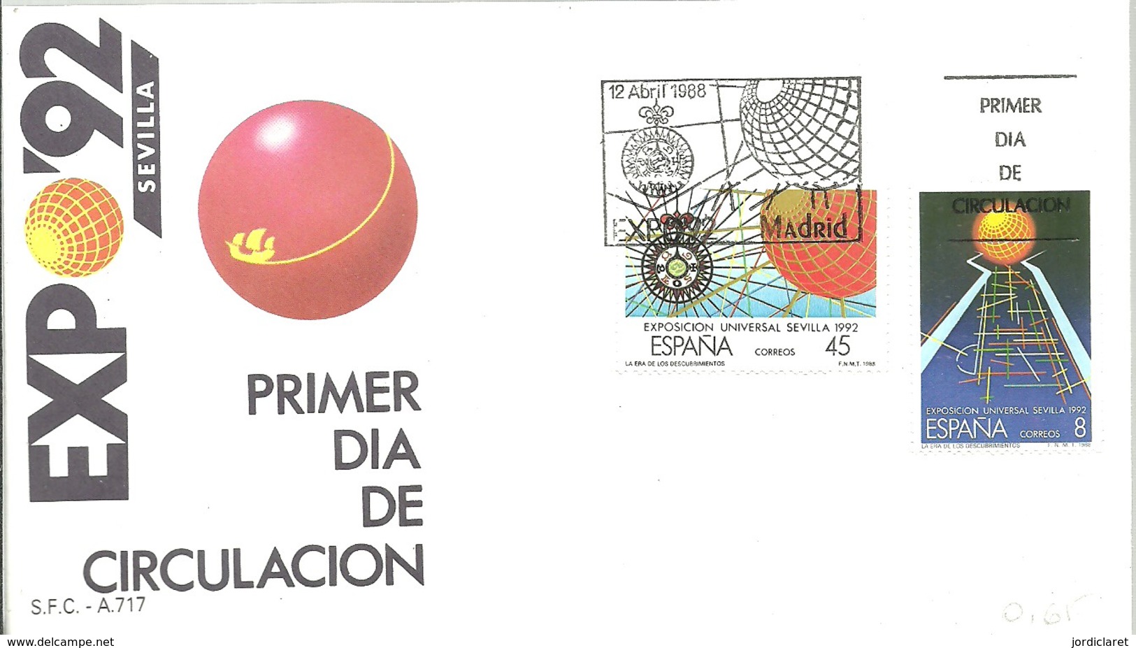 FDC ESPAÑA 1988 - 1992 – Siviglia (Spagna)