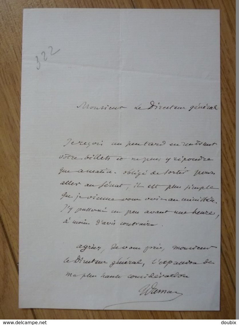 Jean Baptiste DUMAS (1800-1884) Chimiste, Pharmacien. ACADEMIE FRANCAISE. Autographe - Autres & Non Classés