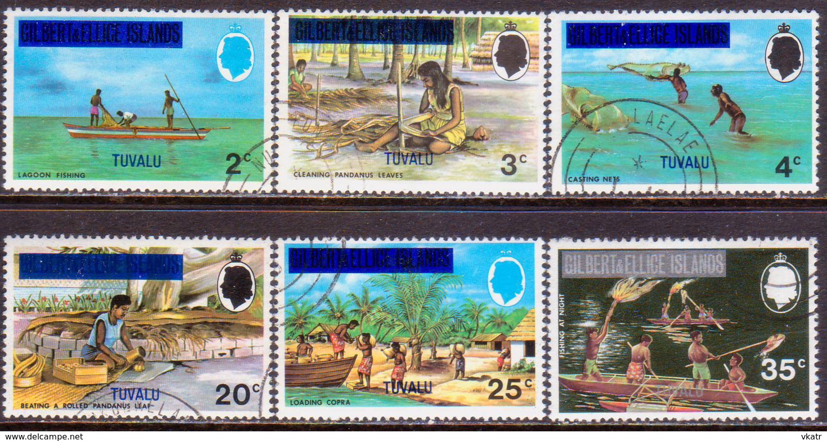 TUVALU 1976 SG #20-25 Set Used All With Wmk Mult. Crown CA Diagonal Sideways - Tuvalu