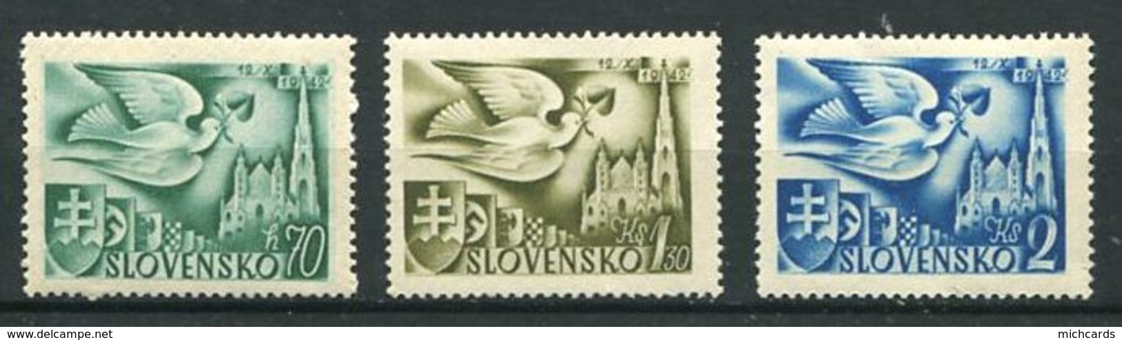 227 SLOVAQUIE 1942 - Yvert 74/76 - Oiseau Pigeon Armoirie - Neuf **(MNH) Sans Trace De Charniere - Ungebraucht