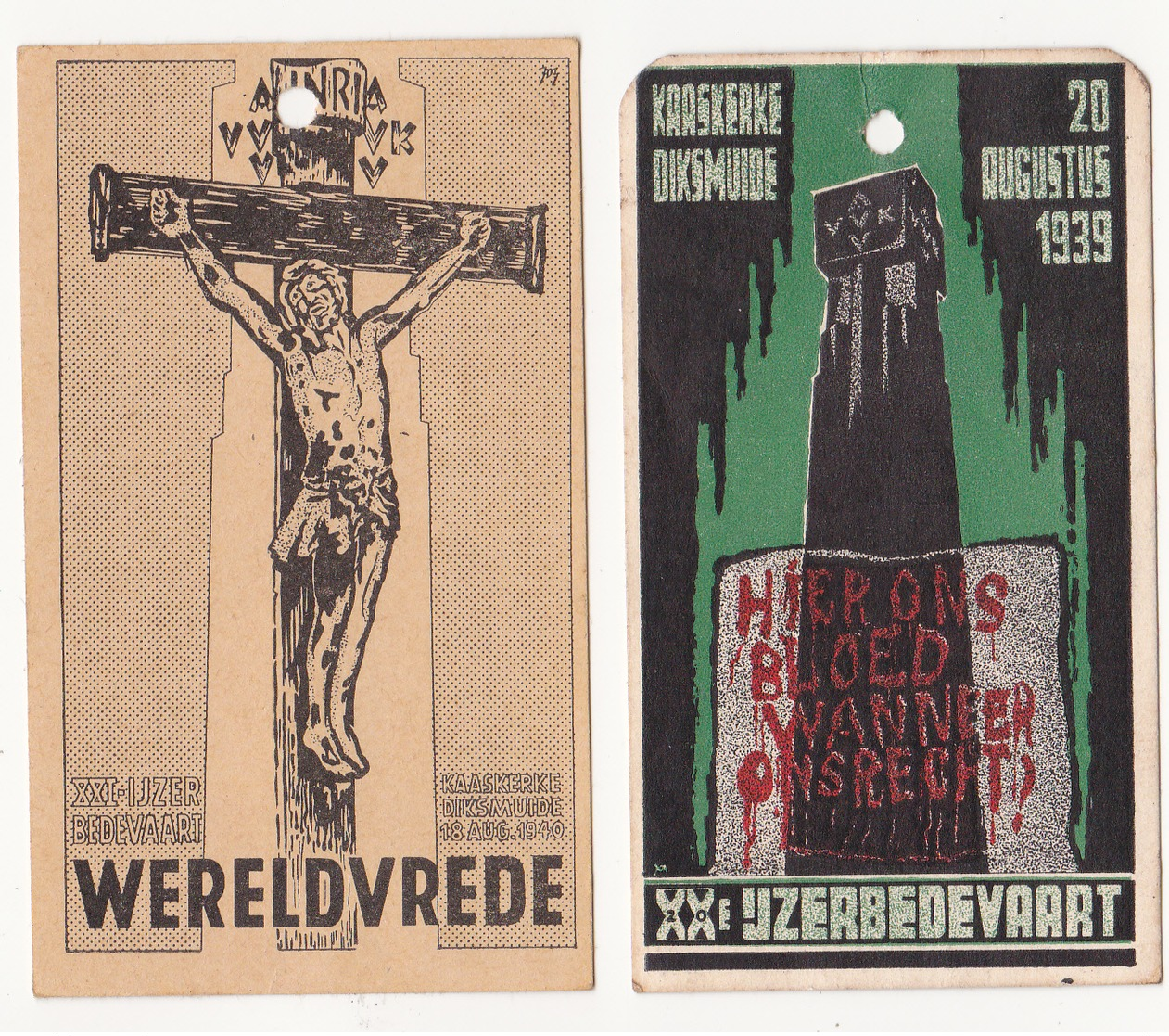 Herkenningsteeken Der Bedevaarders. (Ijzerbedevaart 1939 En 1940,litho 9/5 Cm - Tickets D'entrée