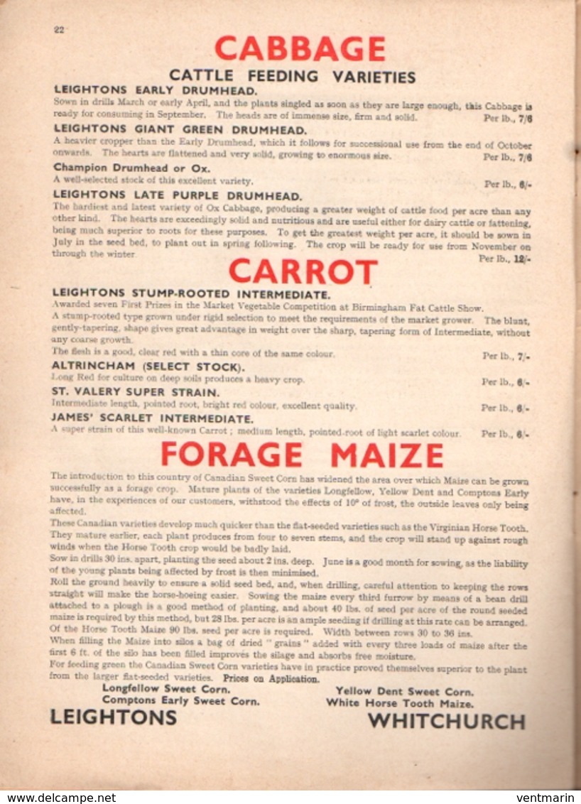 Catalogue 1940 Leightons Seeds For The Farm - Jardinage