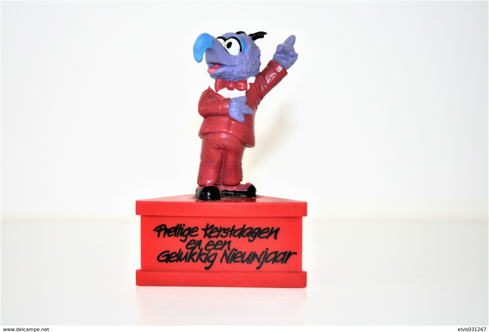 Vintage THE MUPPETSHOW : Gonzo Type 2 ON BASE(birthday Wishes In Dutch)  - Scleich - 1985 - Figurines