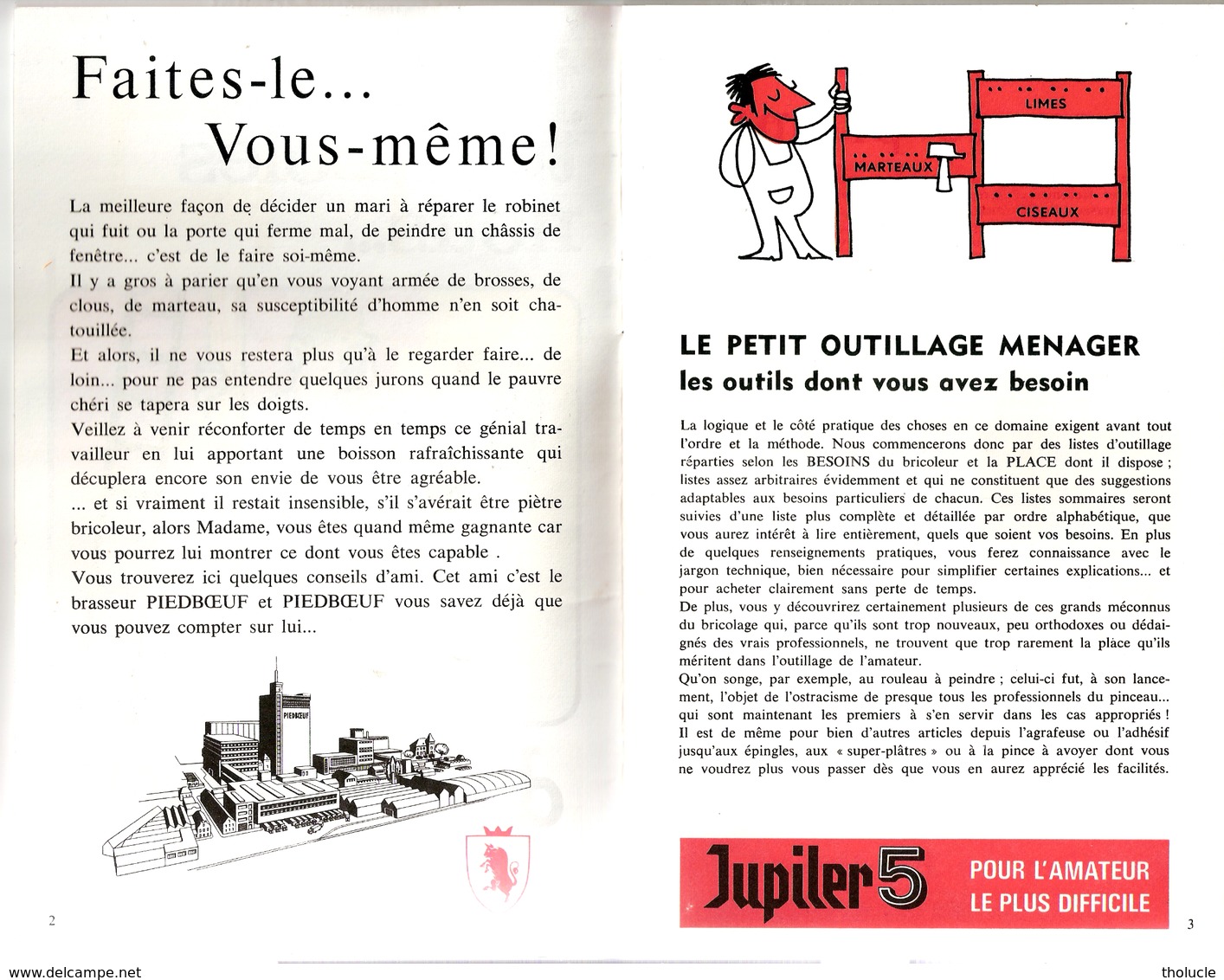 JUPILER 5-URTYP-MALZ LAGER BIER-Je Bricole Tu Bricoles.Livret Publicitaire De La Brasserie Piedboeuf-Bière-Brasseur-1970 - Bricolage / Técnico