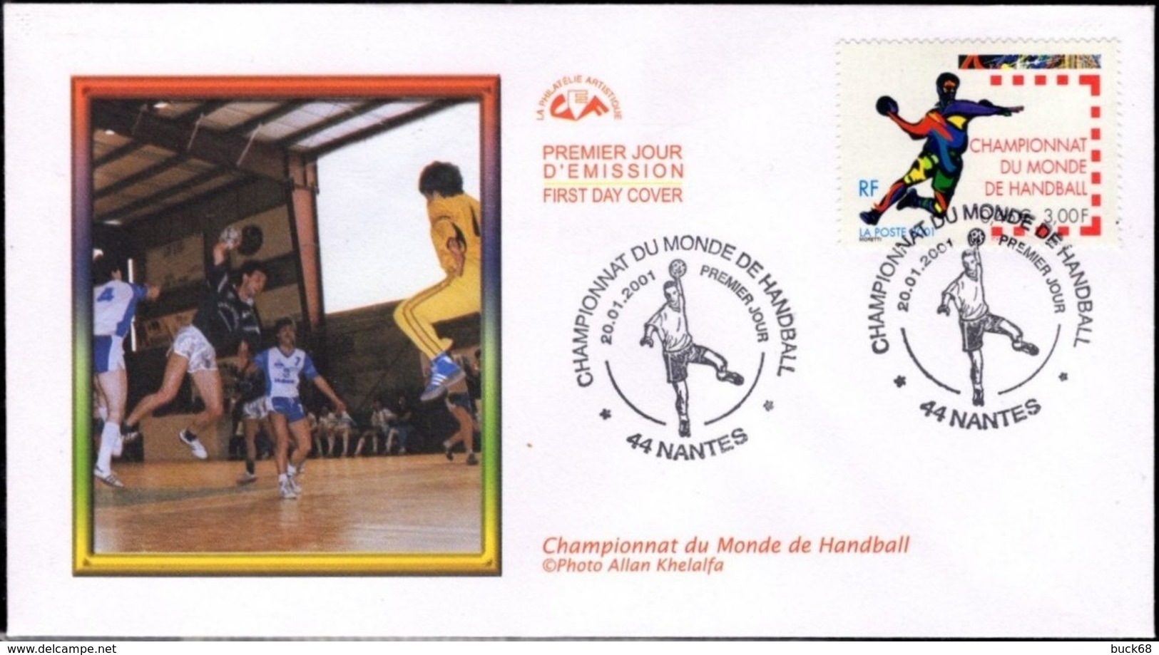 FRANCE 3367 FDC Premier Jour Championnat Monde Handball à Nantes En 2001 Sport - 2000-2009