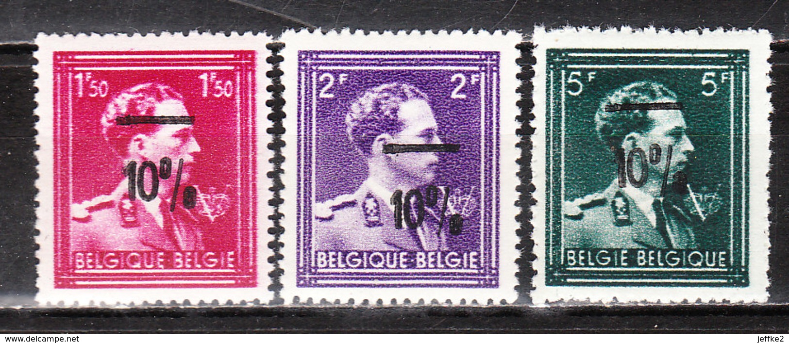 724N/P**  Leopold III Col Ouvert Surchargé -10% - FOREST - Série Complète - MNH** - LOOK!!!! - 1946 -10%