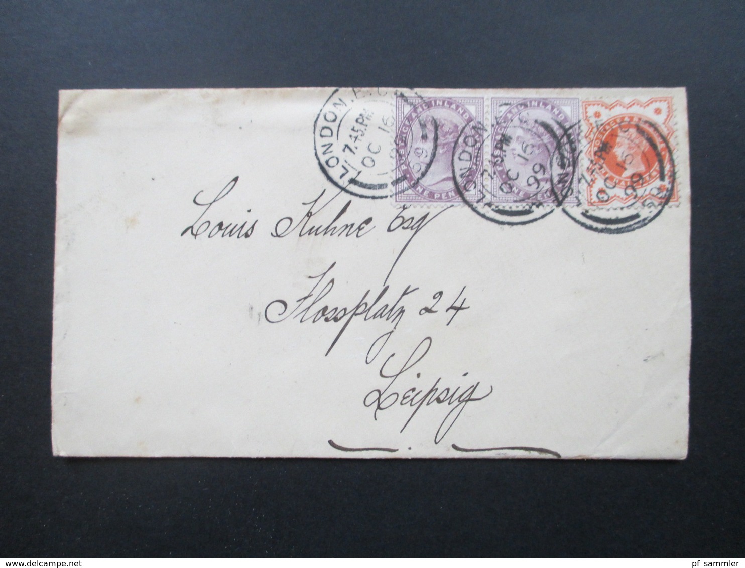 GB 1899 MiF Nr. 65 Als Waagerechtes Paar Und Nr. 86 Kleiner Brief Nach Leipzig Mit Ankunftsstempel - Cartas & Documentos