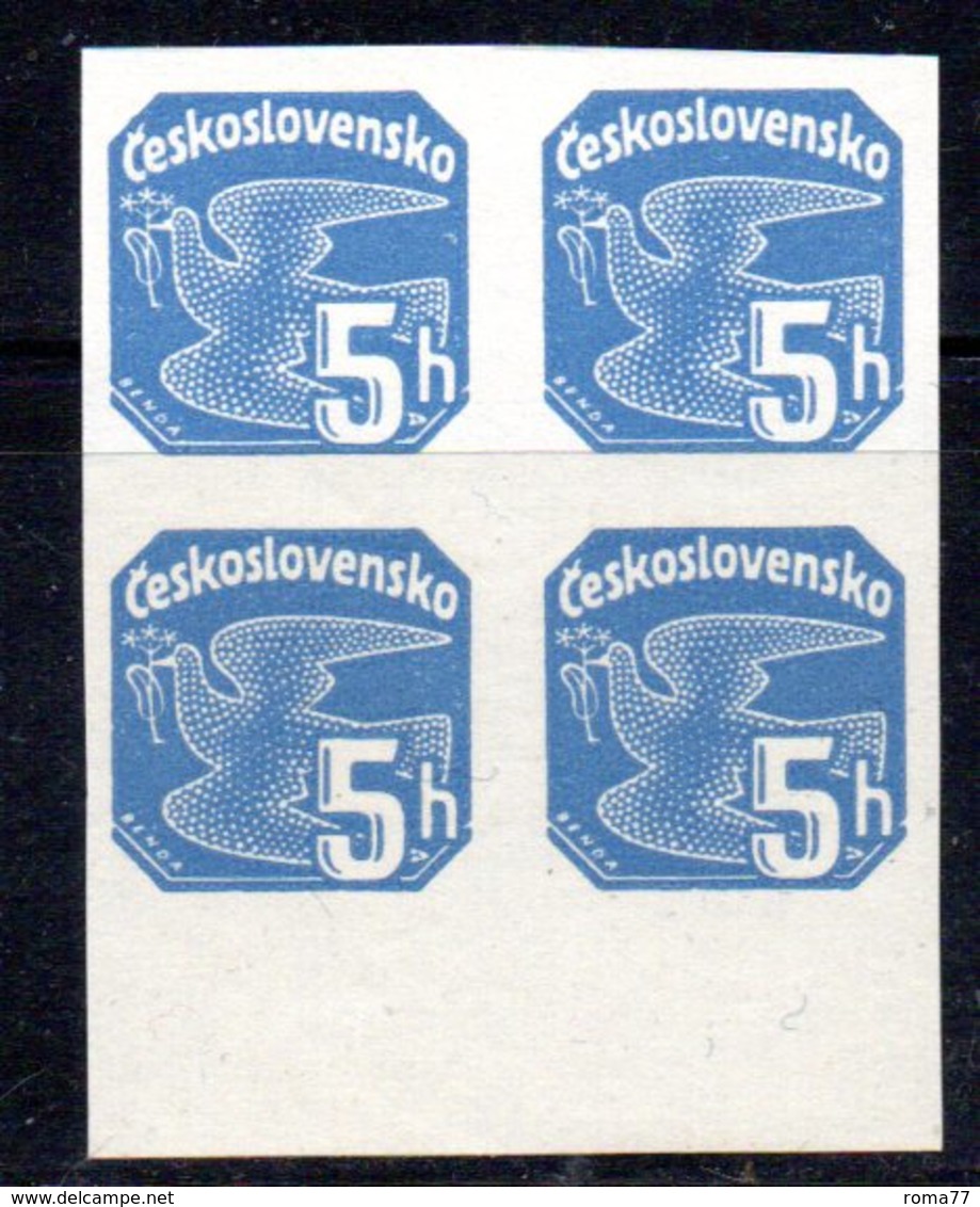 XP3942 - CECOSLOVACCHIA CESKOSLOVENSKO , Francobolli Per Giornali : Colomba Quartina Integra  *** - Newspaper Stamps