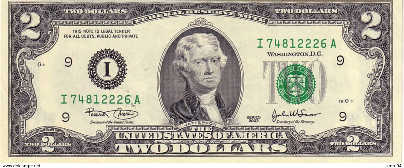 Usa P.516  2 Dollars 2003 Unc - Billets De La Federal Reserve (1928-...)