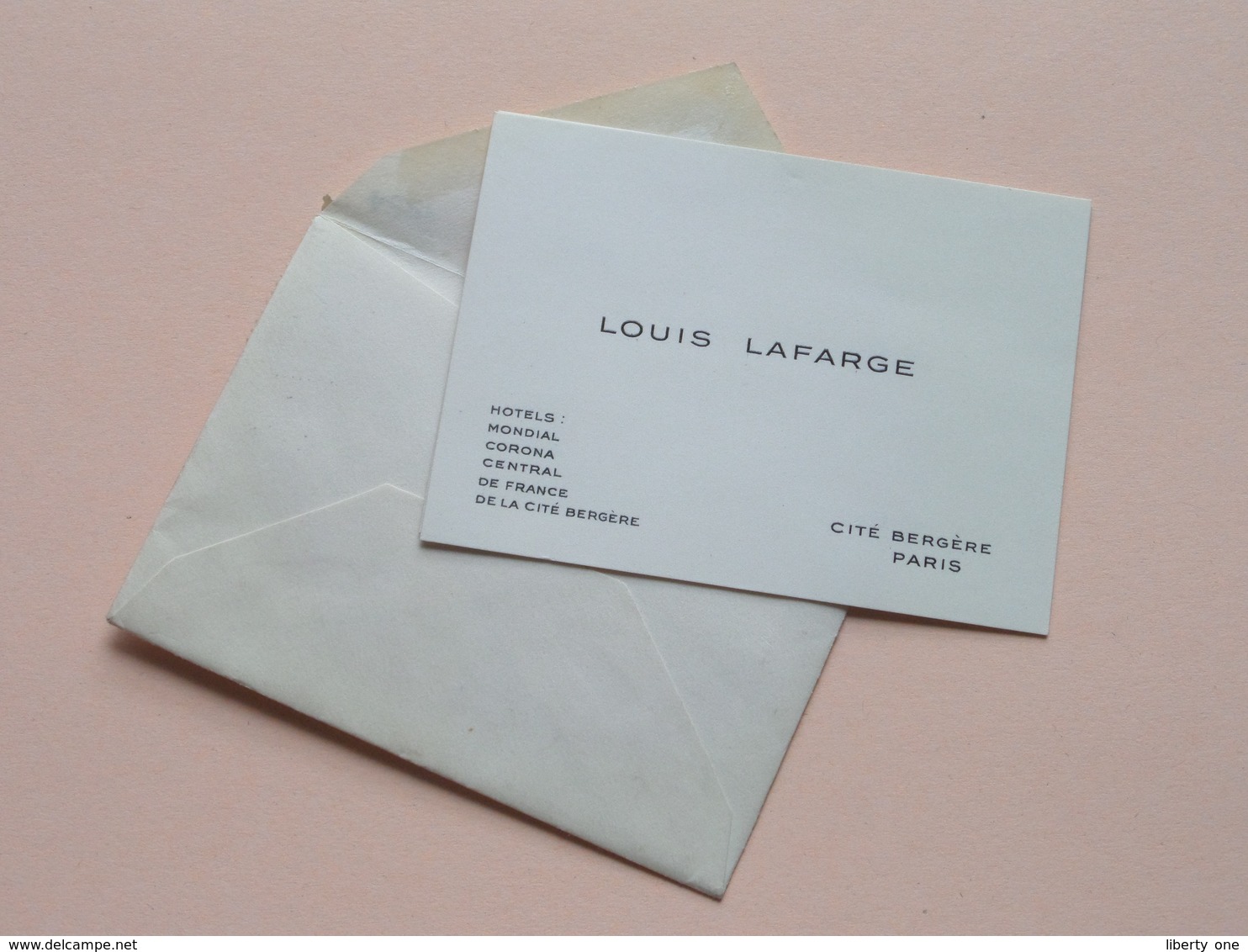 2 Carte De Visite ( Louis Lafarge / Marcel Decaux ) Hotel Branche PARIS - Enveloppe Stamp 1954 > Gand ( CDV ) ! - Cartes De Visite