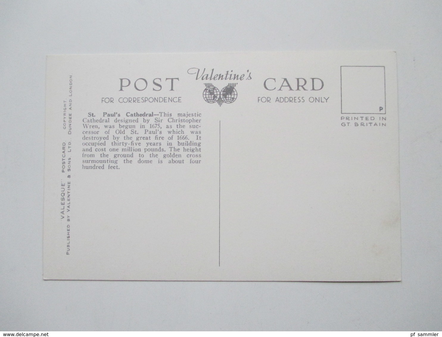 GB London 5 Postkarten verschiedene Sehenswürdikeiten. Valentine's Postcard. Valesque. Ca. 1930er Jahre