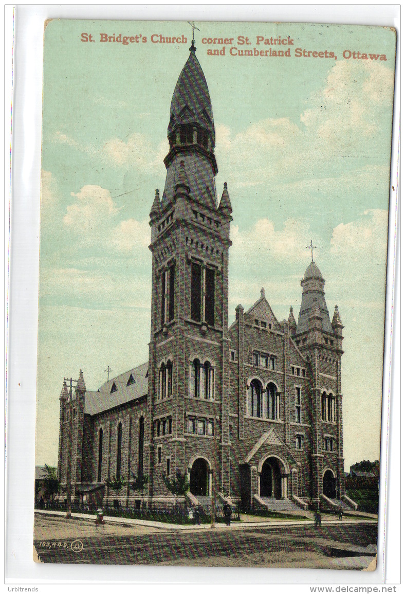 1 Postcard Ottawa St. Bridget's Church Corner St. Patrick And Cumberland St. - Ottawa