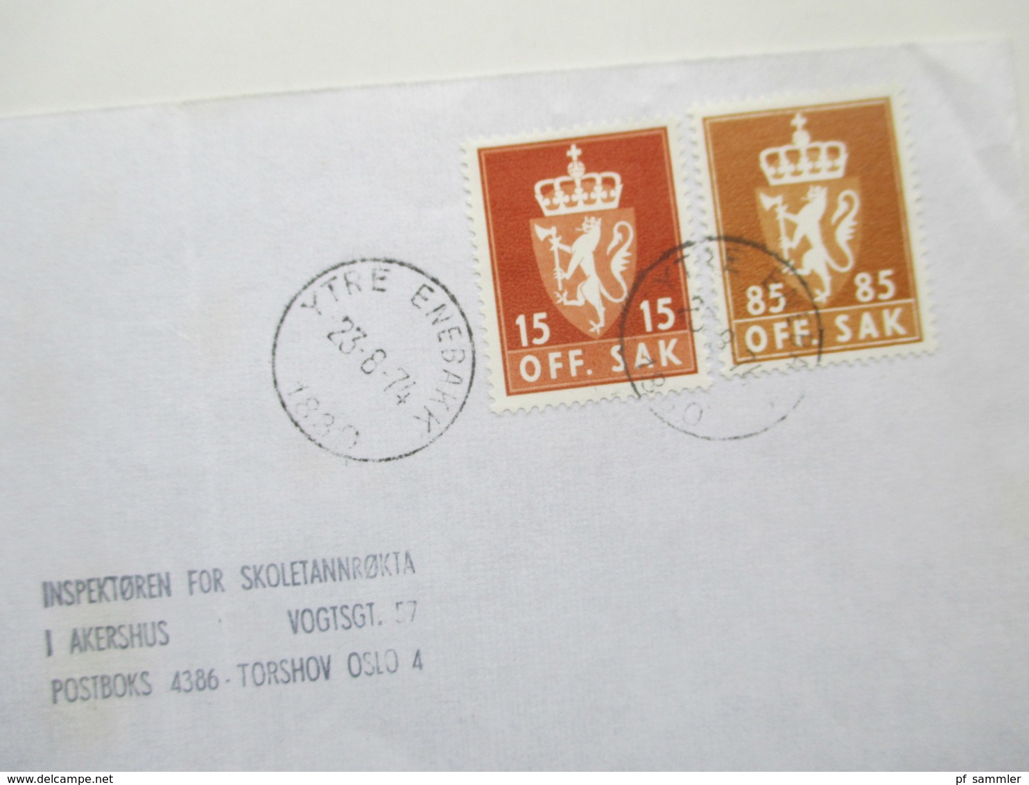 Norwegen 1972 Dienstmarken 5 Belege Inspektoren For Skoletannrokta Akershus. Off. Sak - Oficiales