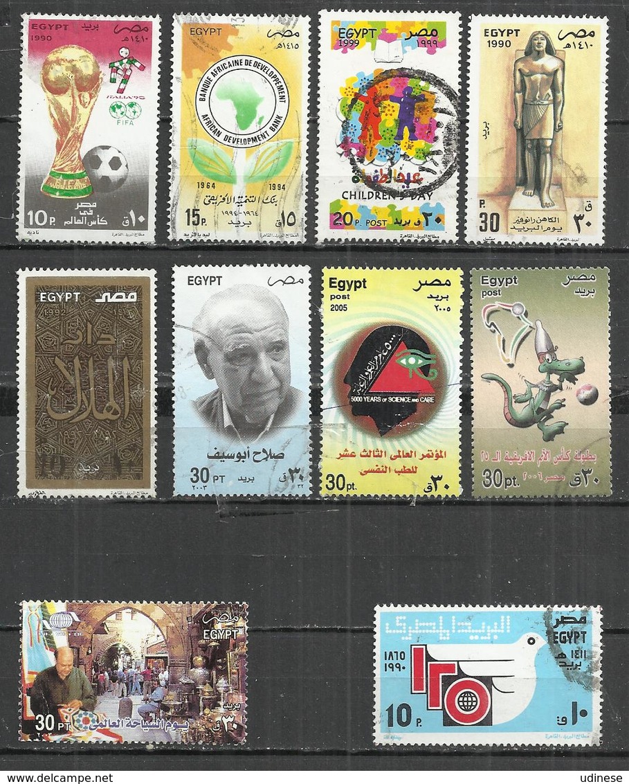 TEN AT A TIME - EGYPT - LOT OF 10 DIFFERENT COMMEMORATIVE 3 - USED OBLITERE GESTEMPELT USADO - Gebraucht