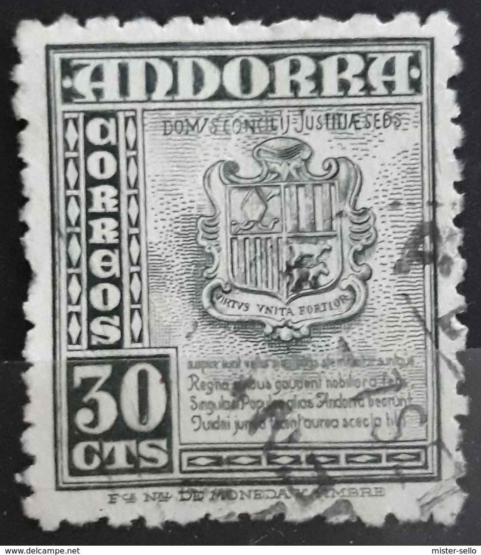 ANDORRA ESPAÑOLA 1948 National Symbols. USADO - USED. - Oblitérés