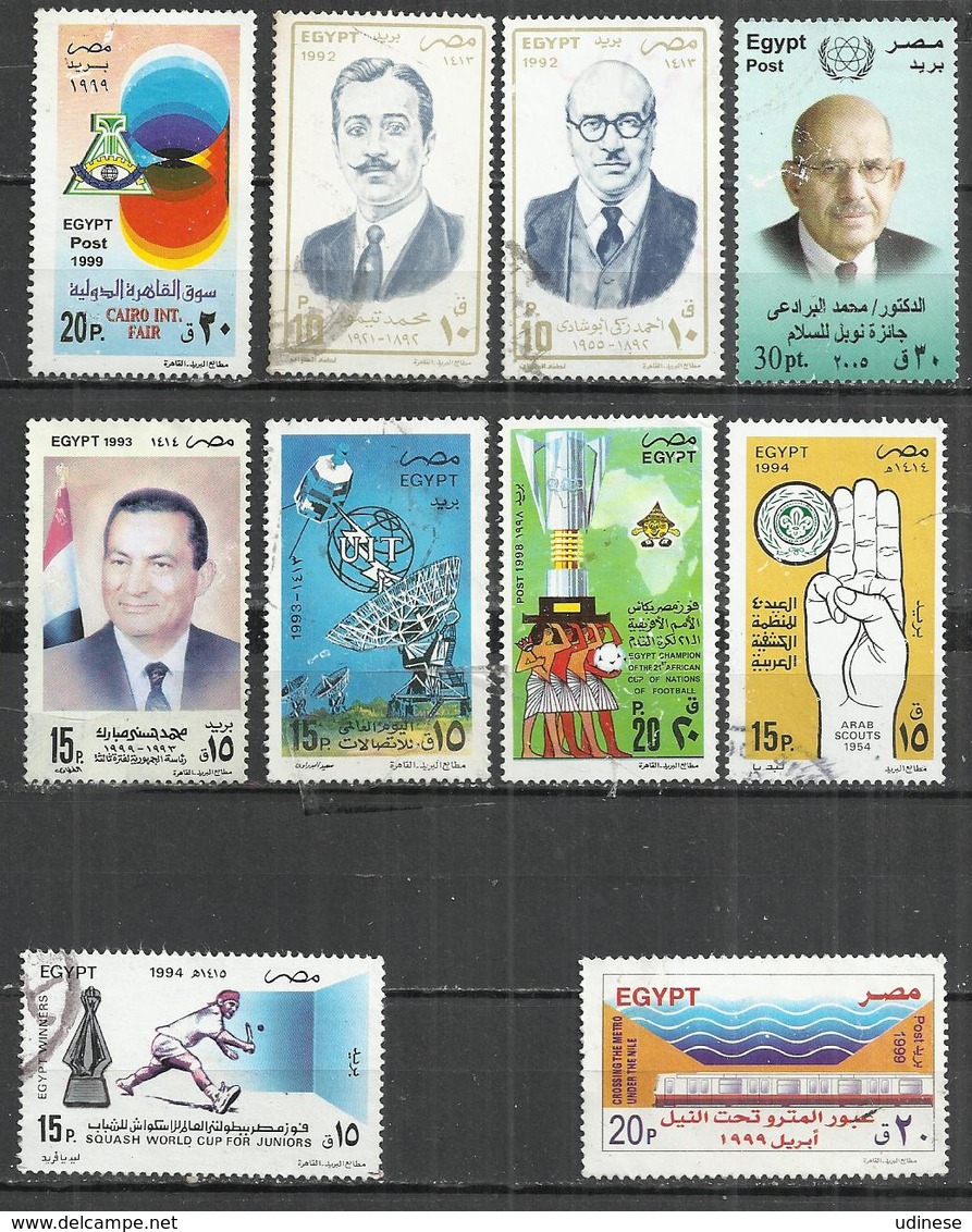 TEN AT A TIME - EGYPT - LOT OF 10 DIFFERENT COMMEMORATIVE 4 - USED OBLITERE GESTEMPELT USADO - Oblitérés