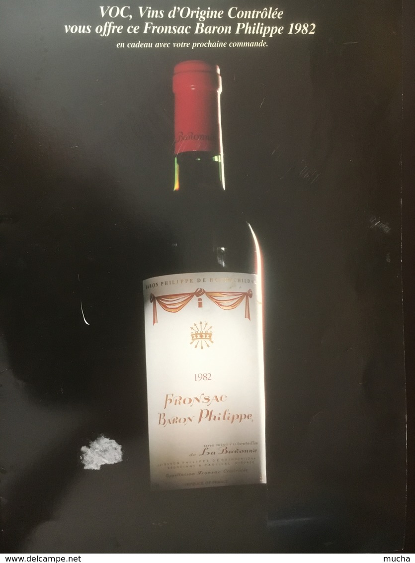 8153 - Grands Vins Baron Philippe Prix Couant (VOC) Illustré 1990 2 Doubles Pages A4 Paier Glacé - Autres & Non Classés