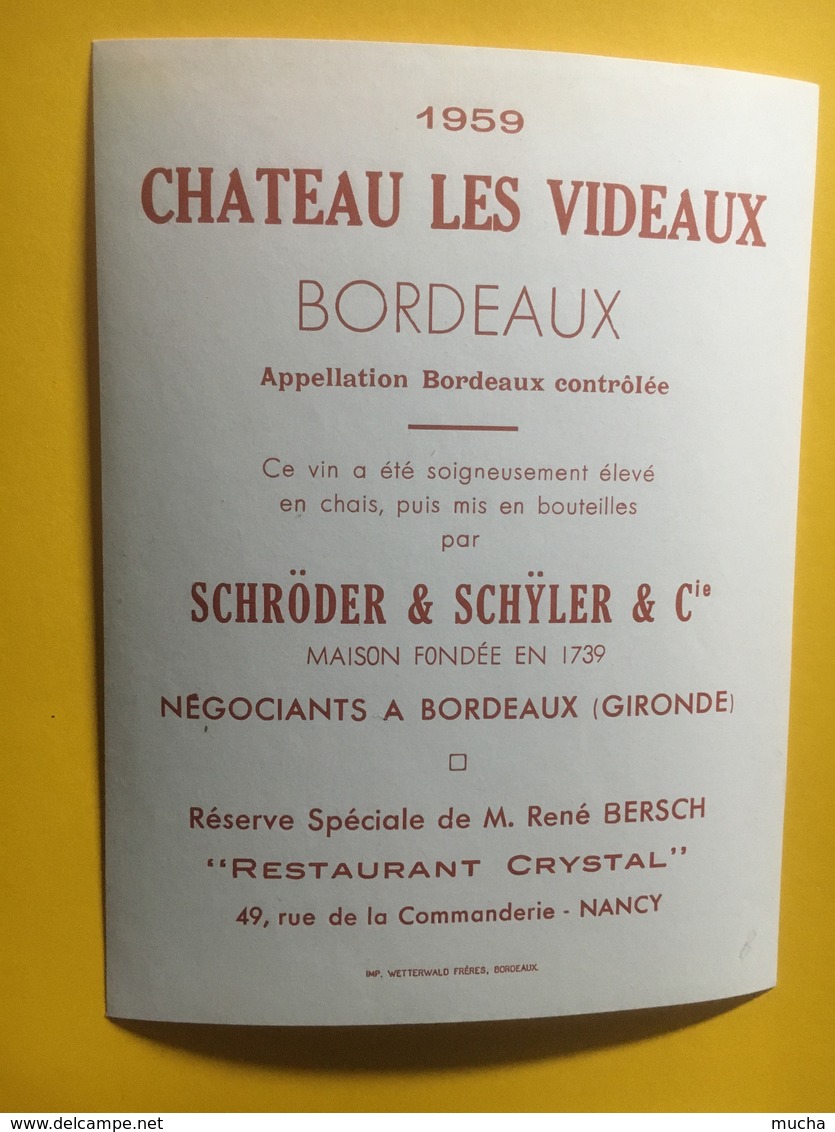 8158 - Château Les Videaux 1959 - Bordeaux