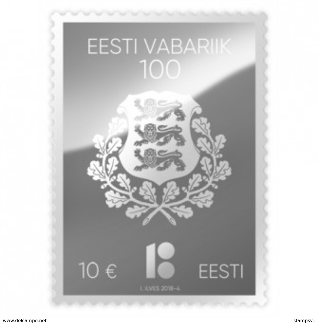 Estonia. 2018 Centenary Of The Republic Of Estonia Silver Stamp. - Estonia
