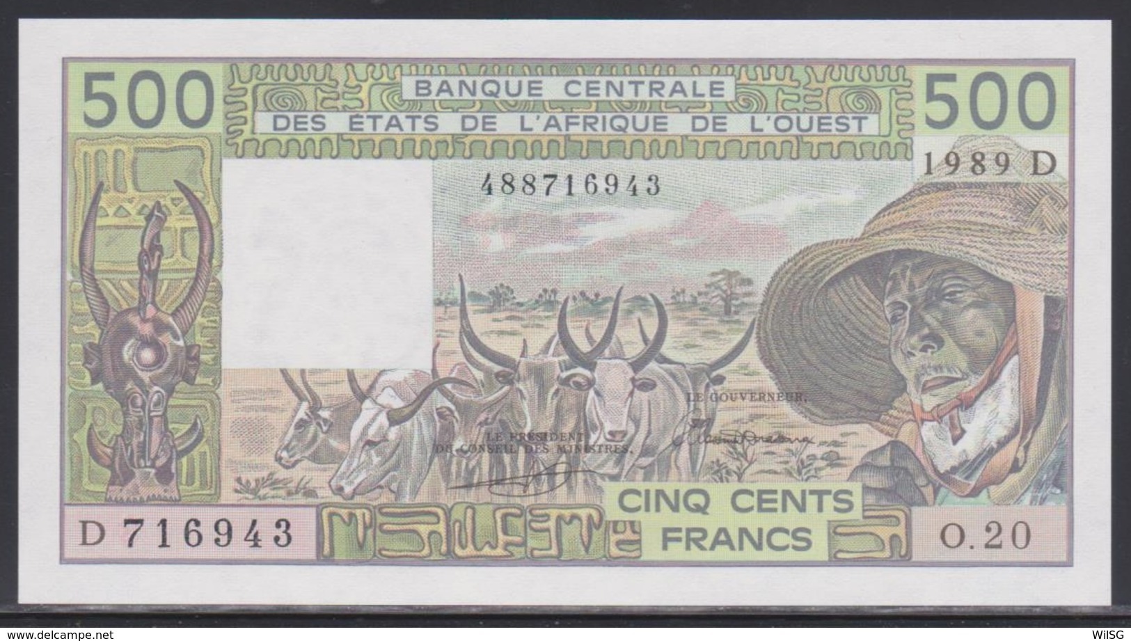 West Africa 500 Francs 1989 D Mali UNC - West-Afrikaanse Staten