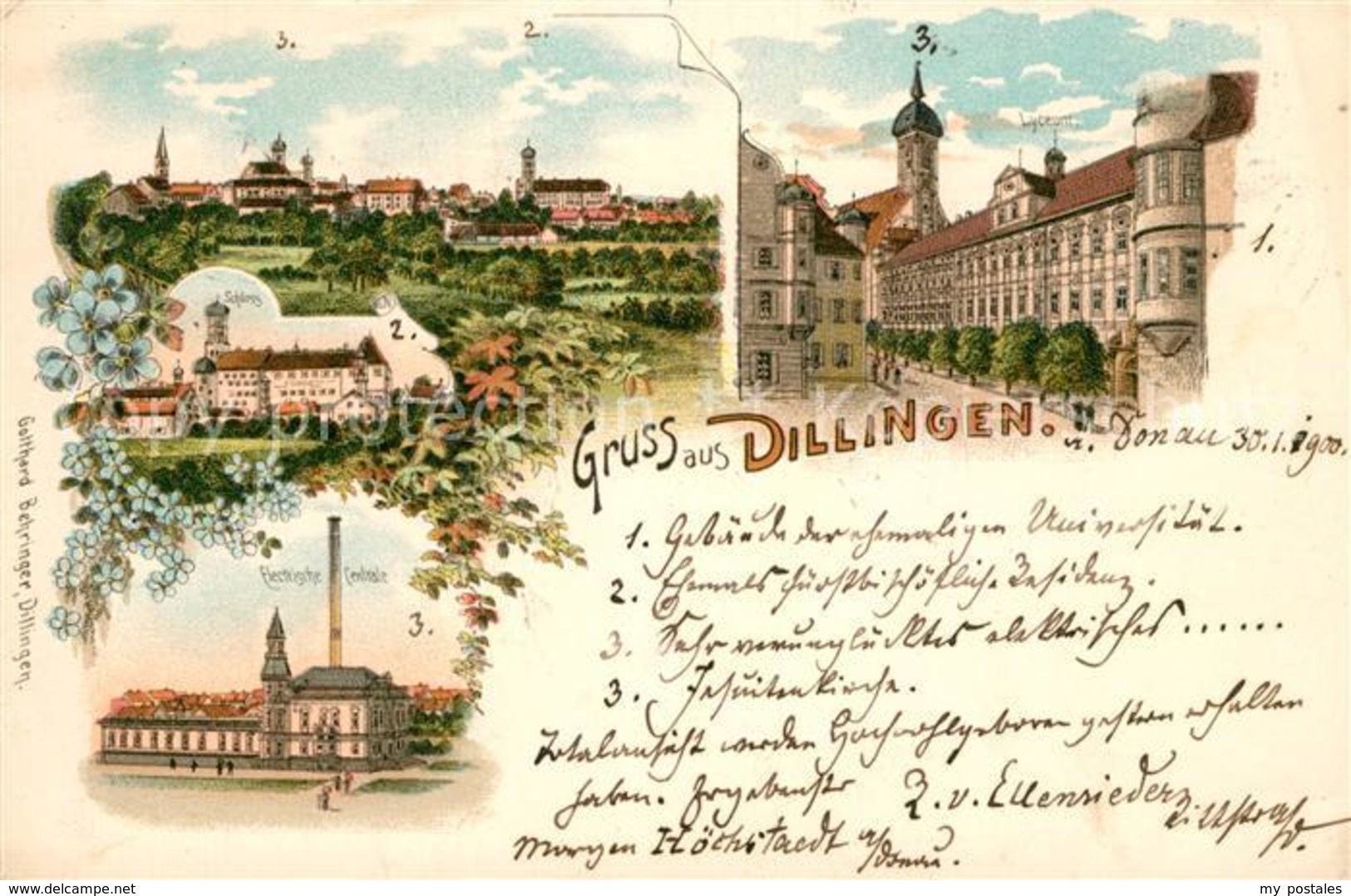 33149854 Dillingen Donau Lyceum Schloss Elektrische Zentrale Litho Dillingen - Dillingen