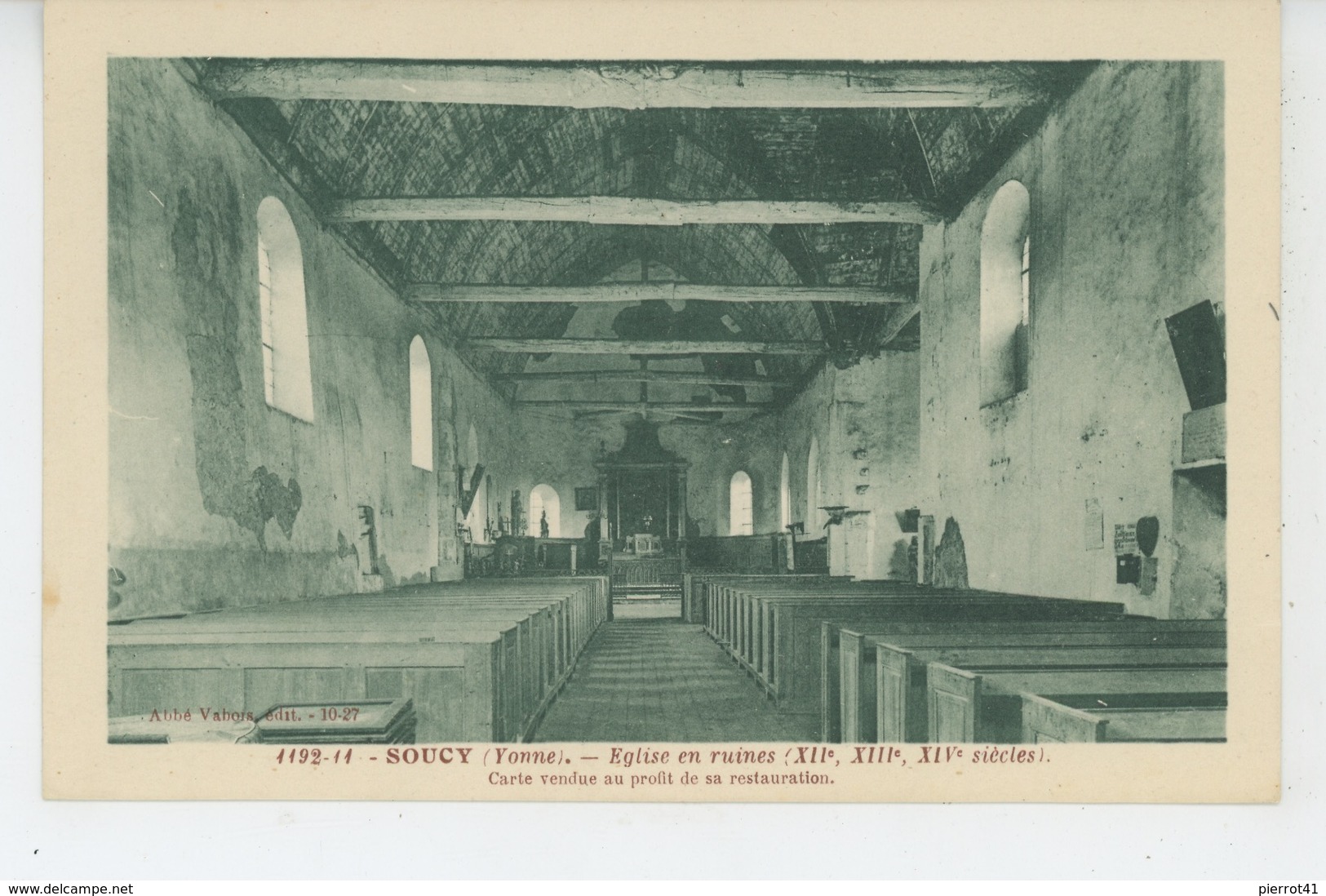 SOUCY - Eglise En Ruines - Carte Vendue Au Profit De Sa Restauration - Soucy
