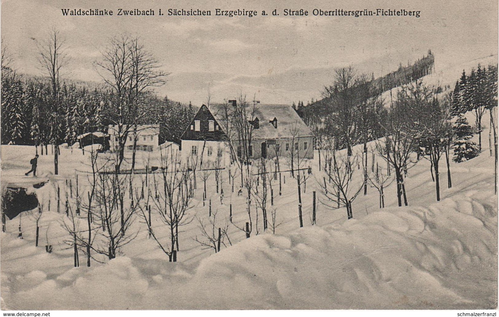 AK Zweibach Gasthof Waldschänke A Rittersgrün Breitenbrunn Ehrenzipfel Goldenhöhe Halbemeile Gottesgab Winter Erzgebirge - Breitenbrunn