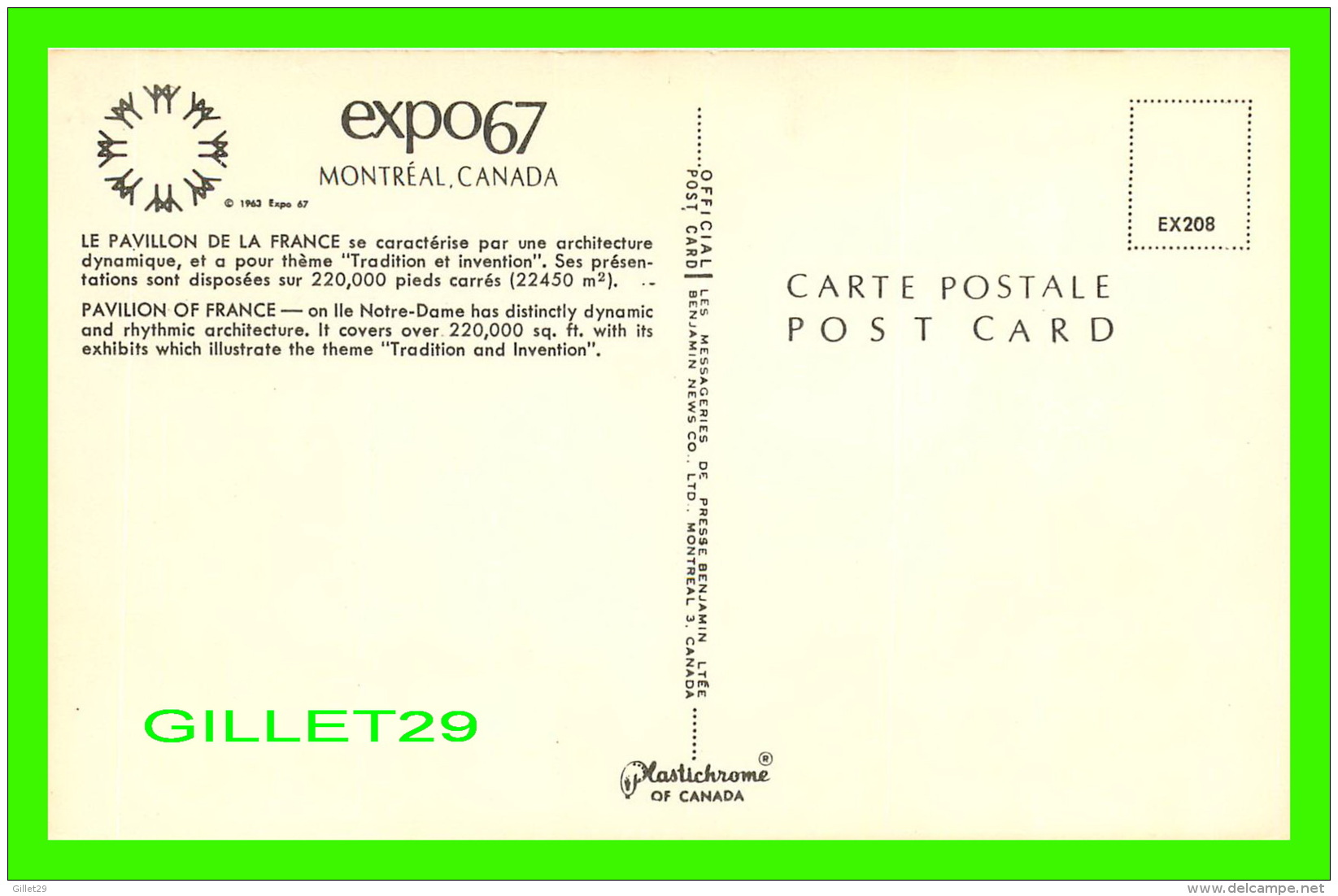 EXPOSITIONS - EXPO67, MONTRÉAL - LE PAVILLON DE LA FRANCE - No EX208 - ANIMÉE - - Expositions