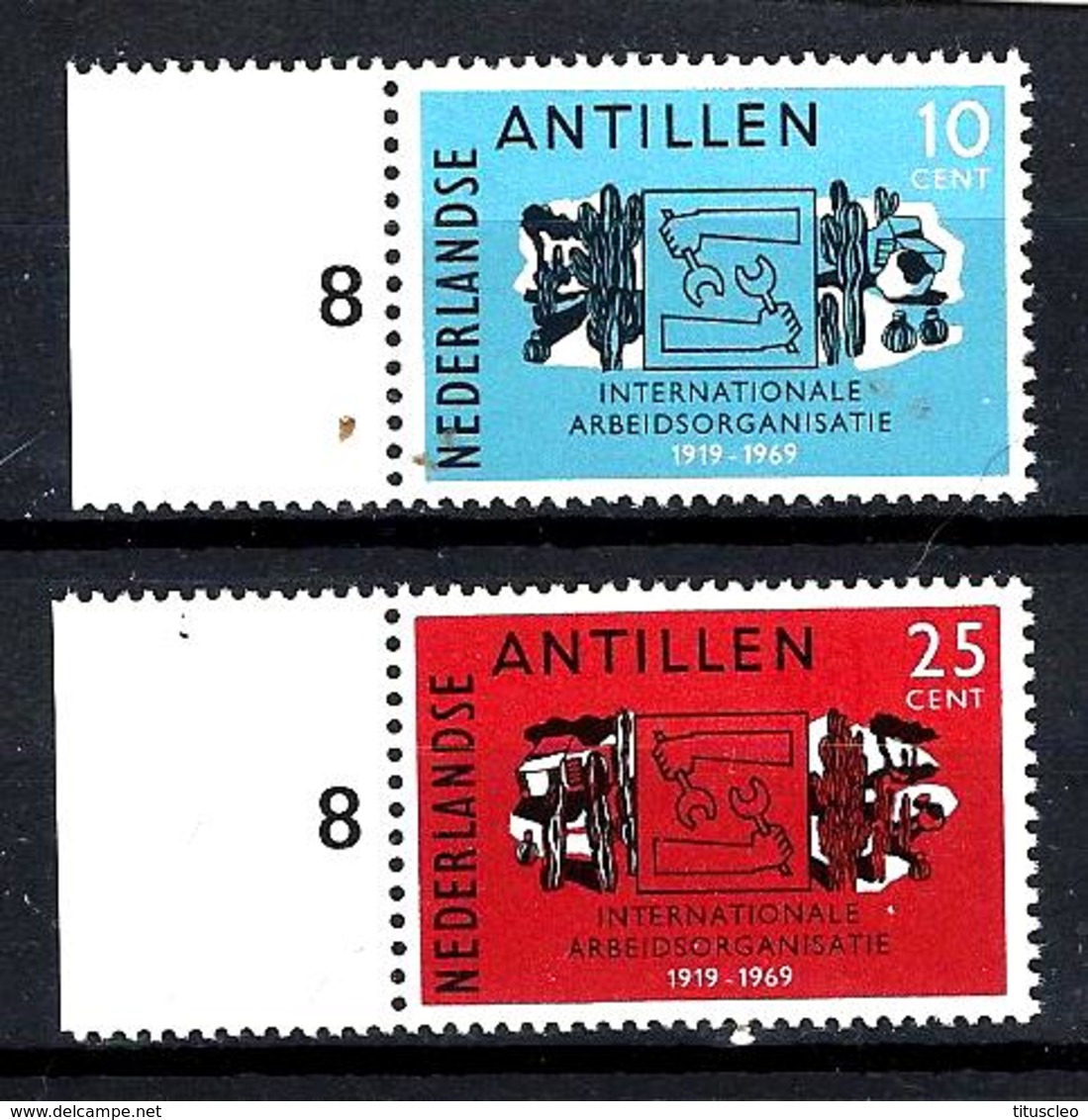 ANTILLES NEERLANDAISES 396/397** 50ème Anniversaire De L'Organisation Internationale Du Travail - Antilles