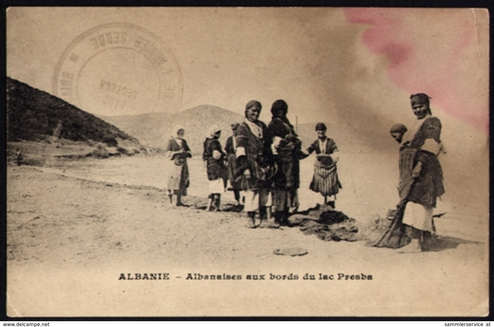 [000] Albanie / Albania &ndash; Albanaises Aux Bords Du Lac Presba, ~ 1915, Fleckig (200) - Albania