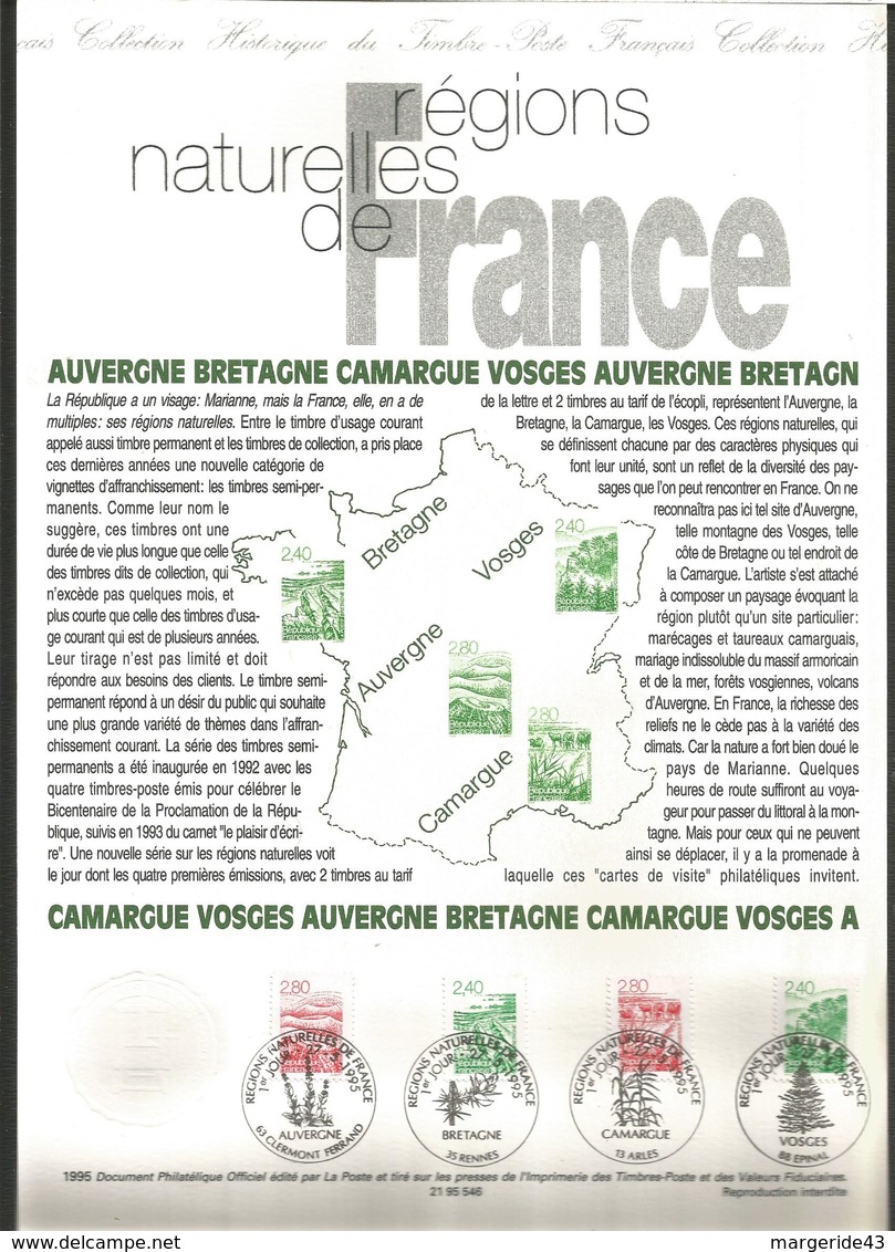 DOCUMENT FDC 1995 REGIONS NATURELLES DE FRANCE - Géographie