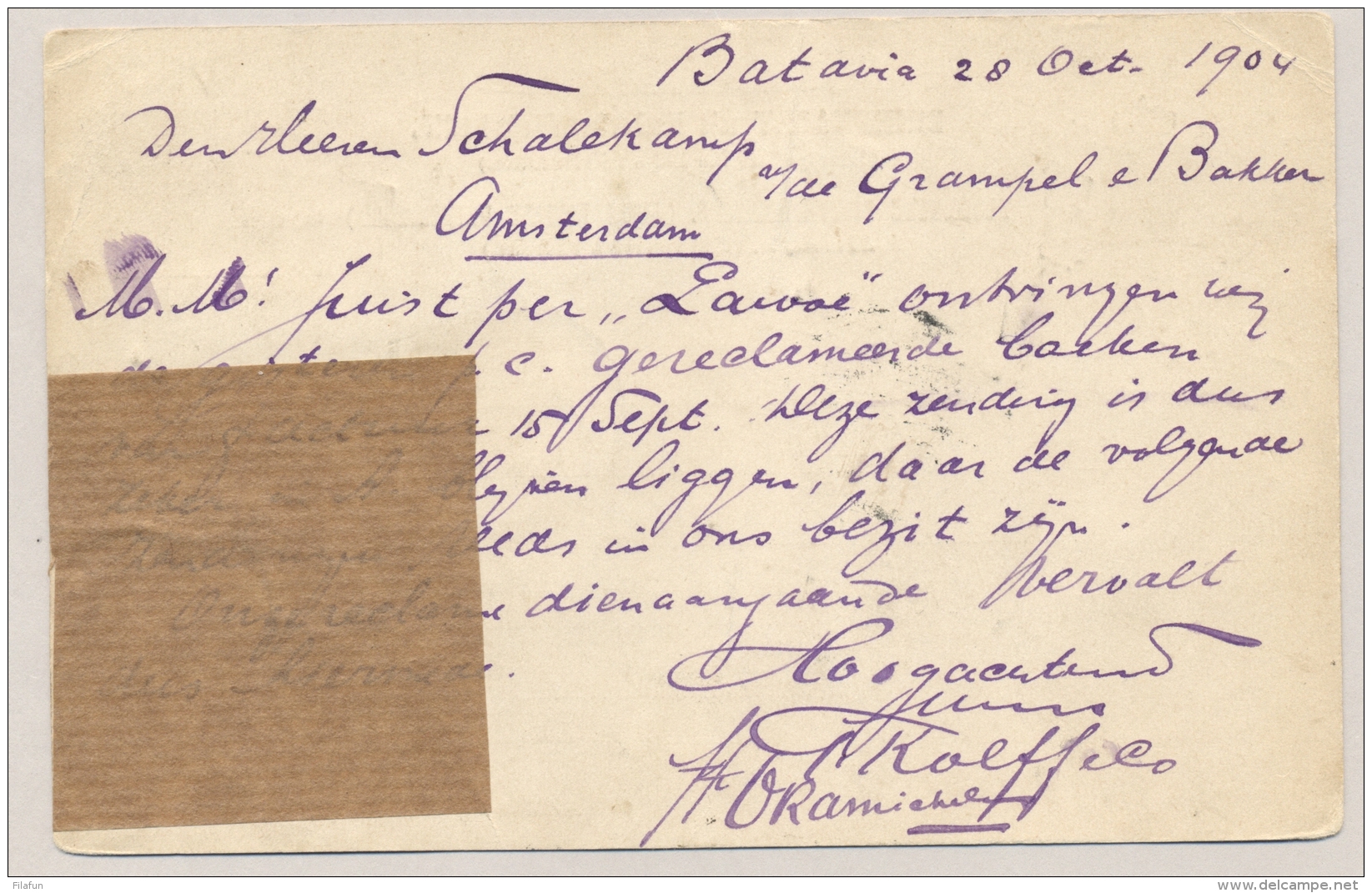 Nederlands Indië - 1904 - 7,5 Cent Briefkaart + 10 Cent Veth - Aangetekend Van VK Weltevreden Naar Amsterdam - Netherlands Indies