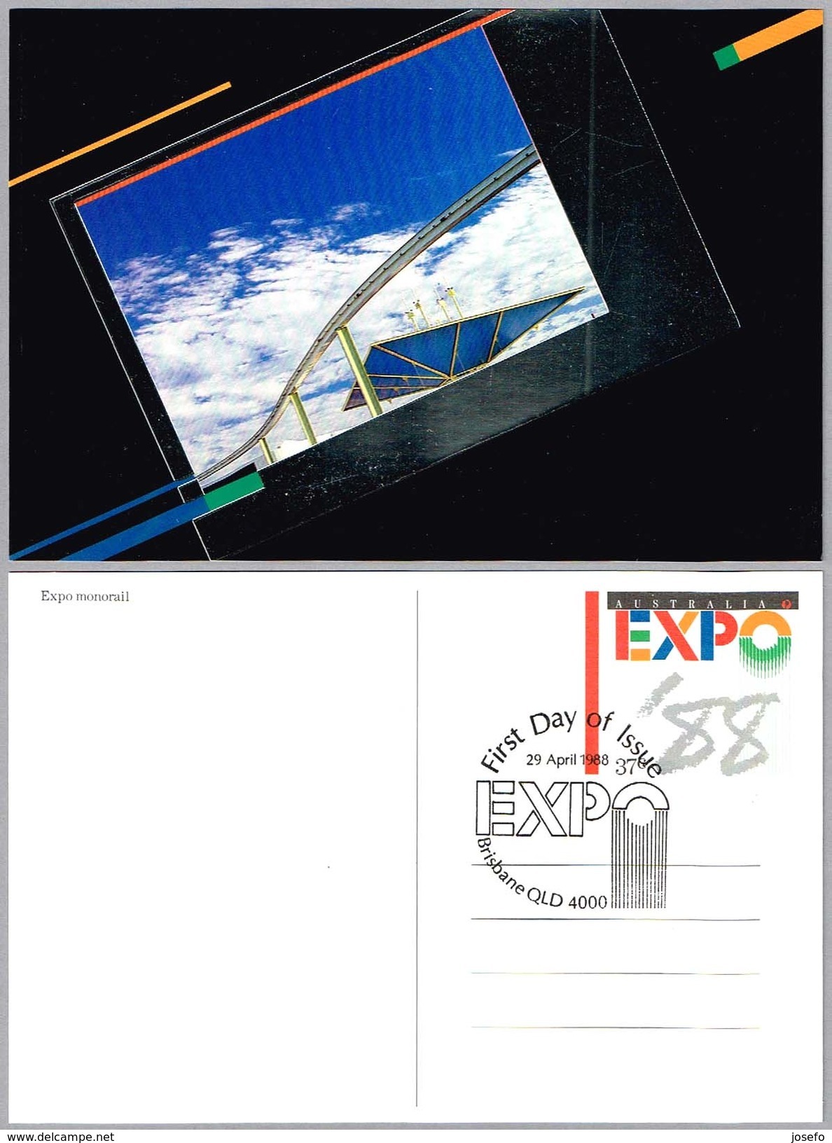 Tarjeta Entero Postal EXPO'88 AUSTRALIA - MONORAIL. Brisbane 1988 - Other & Unclassified