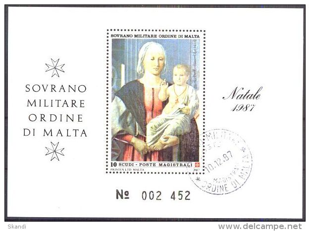 ORDEN VON MALTA 1987 Block Natale 1987 O Used - Malta (Orden Von)