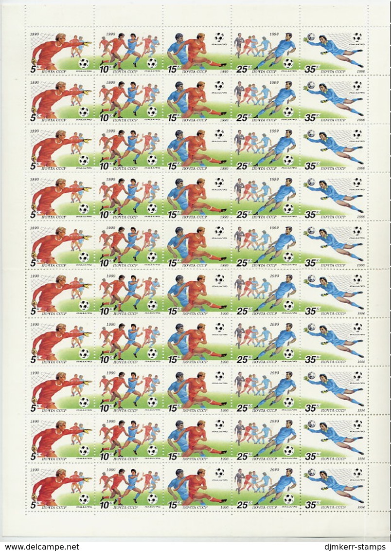 SOVIET UNION 1990 Football World Cup Complete Sheet With 10 Strips MNH / **.  Michel 6088-92 - Fogli Completi