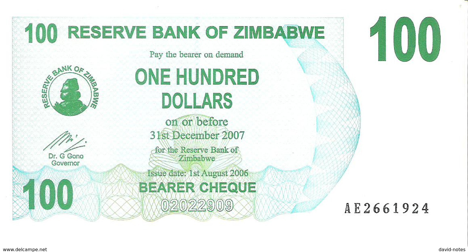 Zimbabwe - Pick 42 - 100 Dollars 2006 - Unc - Zimbabwe