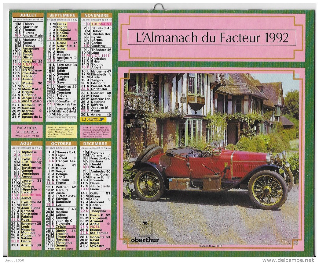 Almanach Du Facteur 1992 - Formato Grande : 1991-00