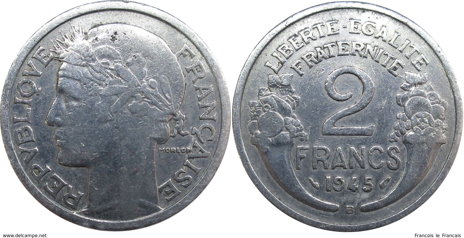 France - GPRF - 2 Francs 1945 B Morlon Aluminium - Autres & Non Classés