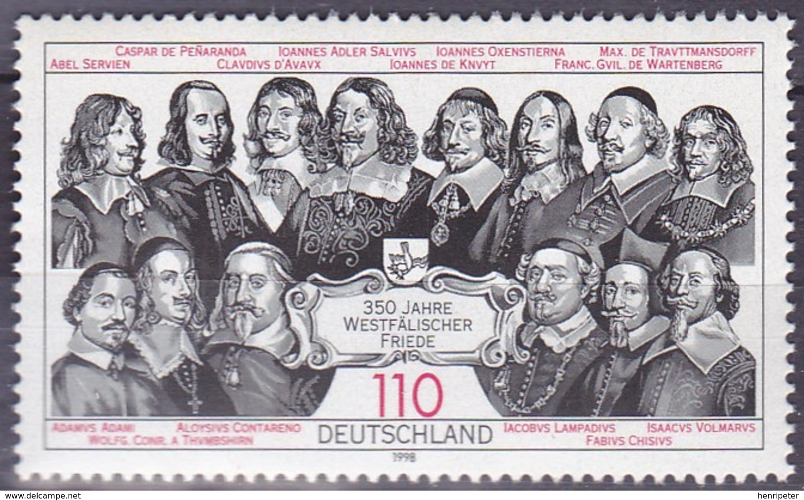 Timbre-poste Neuf** 350e Anniversaire Des Traités De Westphalie - N° 1811 (Yvert) - République Fédérale D'Allemagne 1998 - Unused Stamps